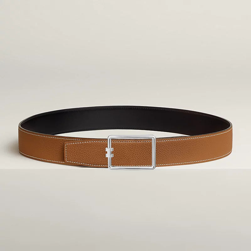 Belt buckle Tube H &amp; reversible belt strap 38 mm black/gold men