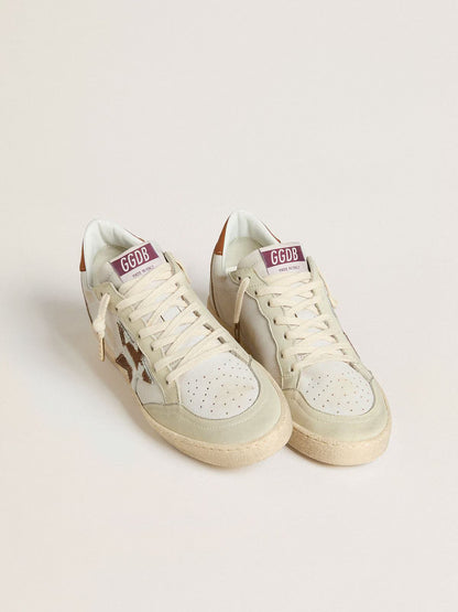 Star in Cavallino leather with a polka dot design and tobacco-brown leather at the heel