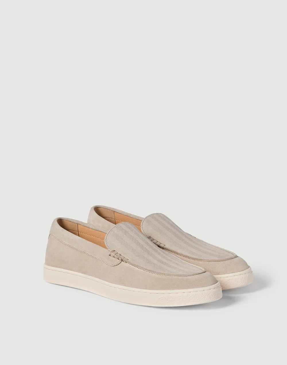 Loafer aus Wildleder mit Chevron-Effekt Beige