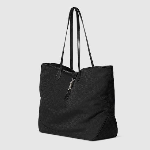 Large GG Jackie Shopping Bag in black canvas