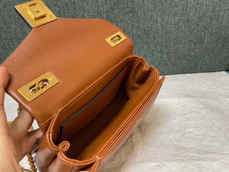 ONE STUD Leder-Schultertasche Braun