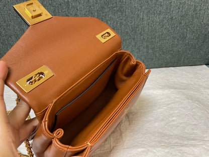 ONE STUD Leder-Schultertasche Braun