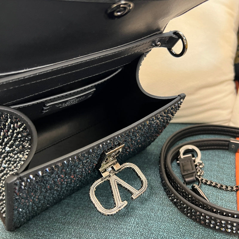 VSling Mini-Tasche mit Kristallverzierung Glitter Schwarz