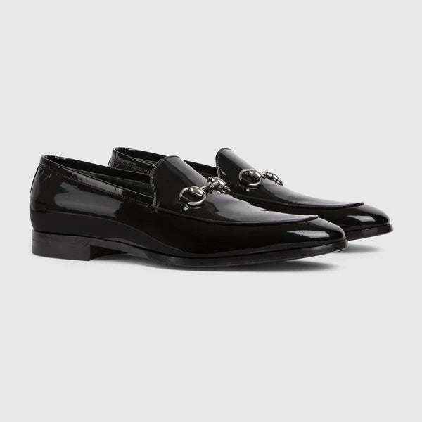 Men's moccasin with buckle made of black leather