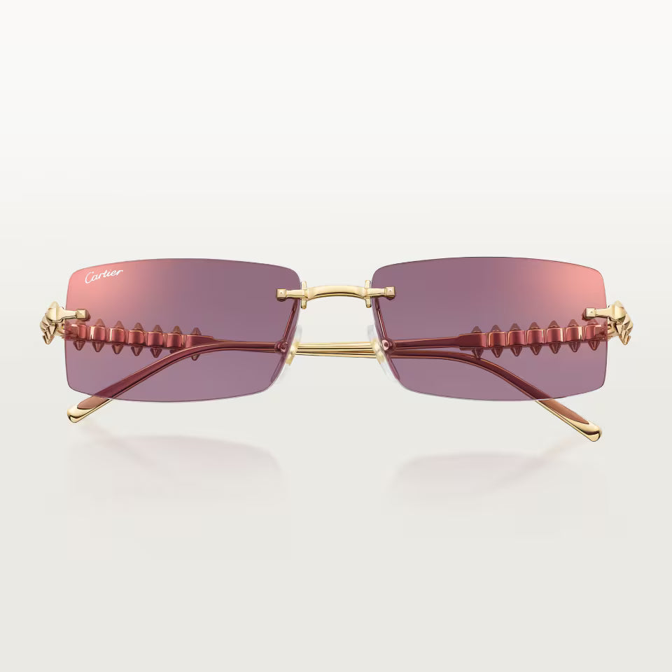 Rechteckige Clash de CT Sonnenbrille mit violetten Gläsern und goldenem Spiegeleffekt