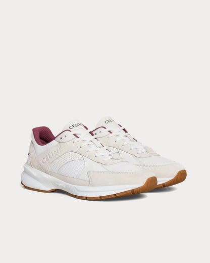 CR-03 Runner Low-Top-Sneakers aus Mesh, Veloursleder und Kalbsleder in Optisch Weiß / Beige / Bordeaux