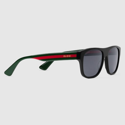 Men's black acetate rectangular sunglasses