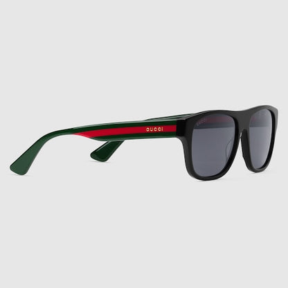 Men's black acetate rectangular sunglasses