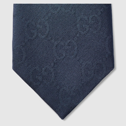 Krawatte aus Baumwolle und Seide GG Blau