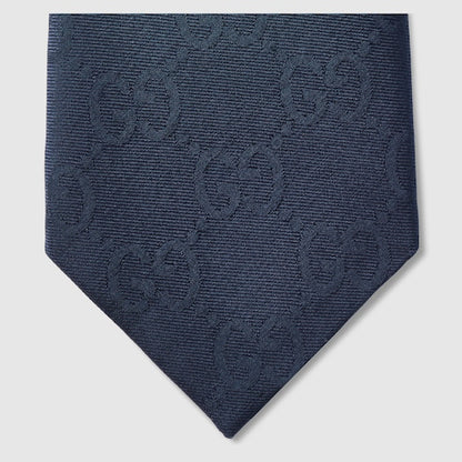 Krawatte aus Baumwolle und Seide GG Blau