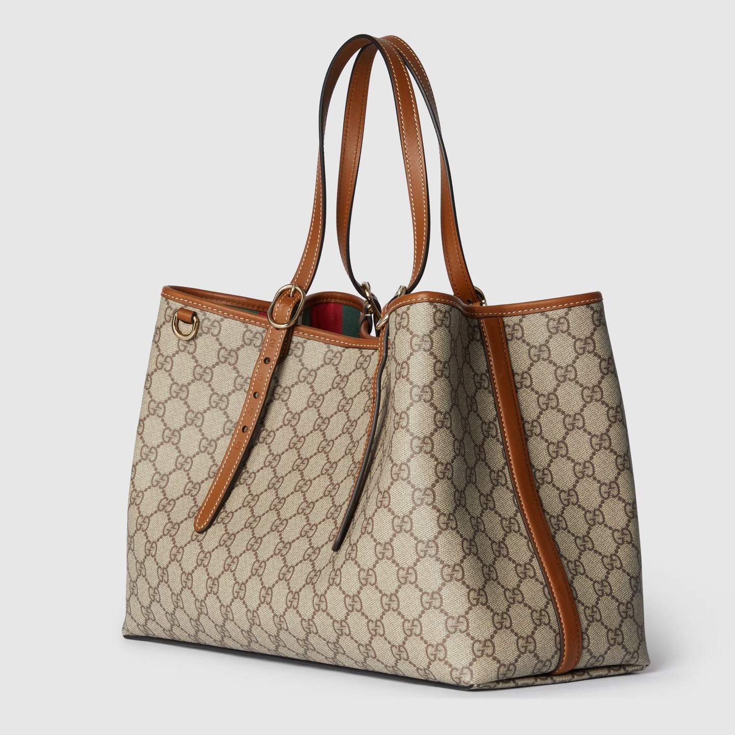Große GG Emblem Tote Bag in Beige und Dunkelbraun