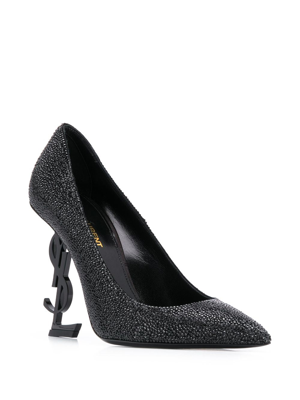 Opyum Pumps aus schwarzem, glitzerndem Kalbsleder