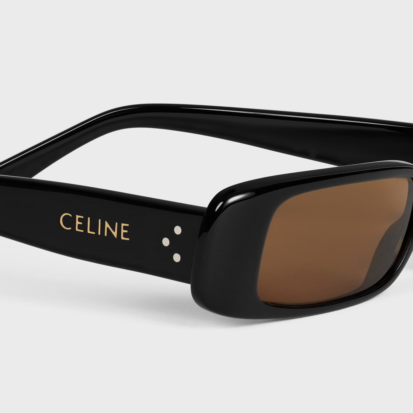 Rechteckige S343 Sonnenbrille aus schwarzem Acetat für Damen
