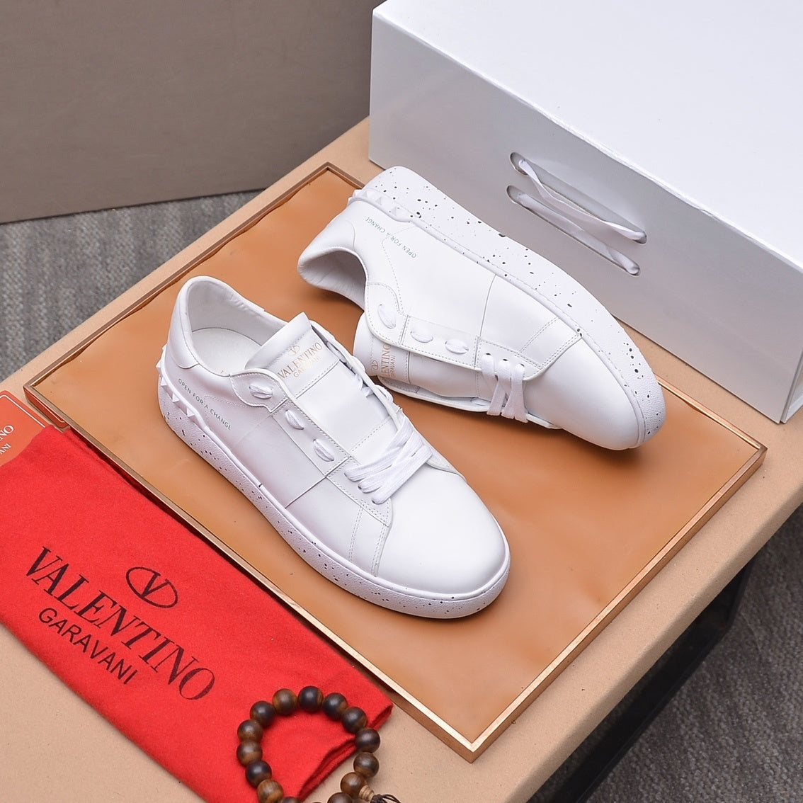 Open Low-Top Sneakers, All White