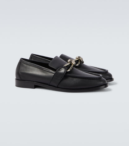 Astaire Knot Loafer aus glattem Leder Schwarz mit silberfarbener Schnalle