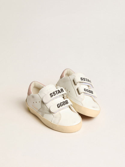 Old School Young made of leather with grey suede star and old pink heel