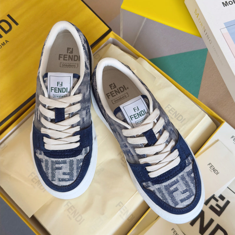 Match Sneakers mit Plateau aus FF Fabric Canvas Blau