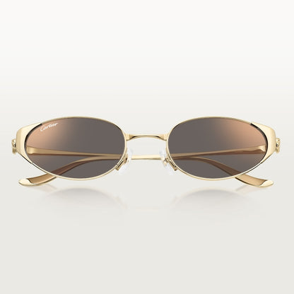Oval women's Panthère de CT sunglasses with grey lenses and gold-tone details