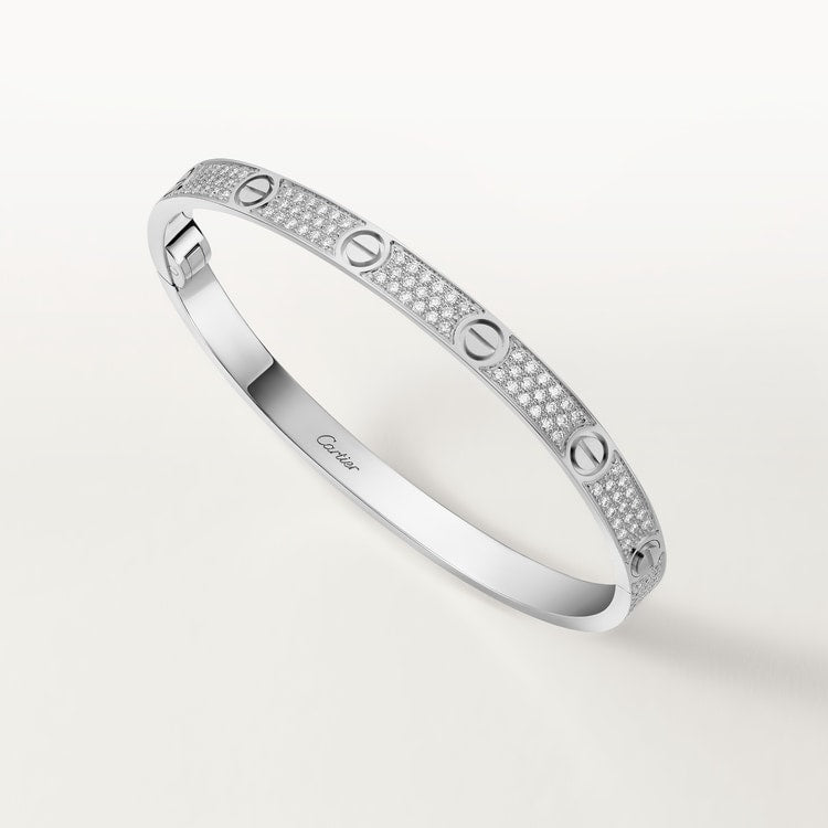 LOVE bracelet, medium model, pavé silver