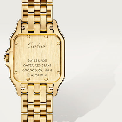 Panther watch with yellow gold case and diamonds