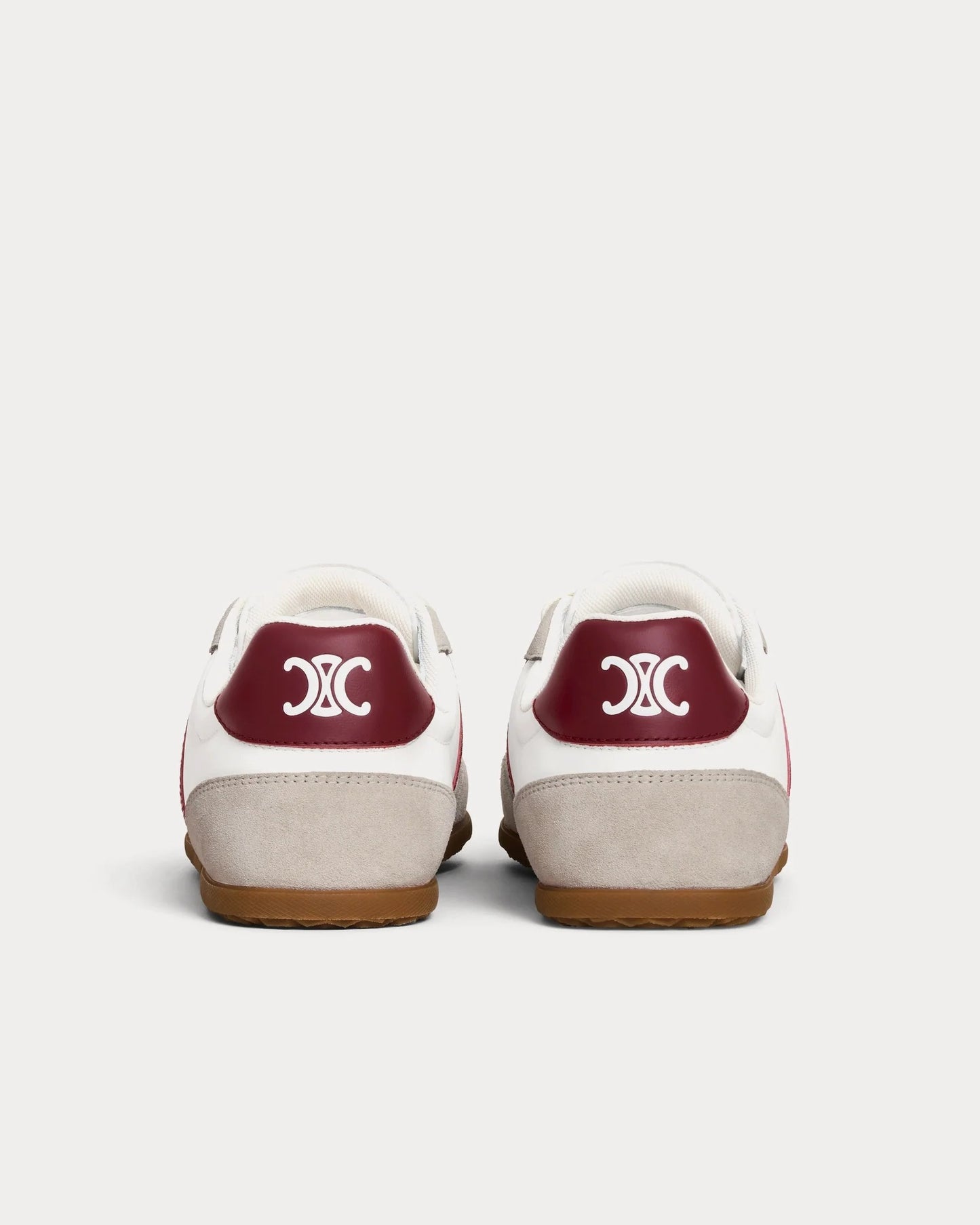 Jogger Low-Top-Sneakers mit Triomphe Signature aus Velours-Kalbsleder in Optisch Weiß / Bordeaux / Dunkelgrau