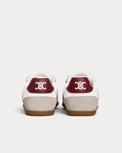 Jogger Low-Top-Sneakers mit Triomphe Signature aus Velours-Kalbsleder in Optisch Weiß / Bordeaux / Dunkelgrau