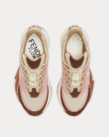 Flow Mesh & Suede Brown Low-Top Sneakers