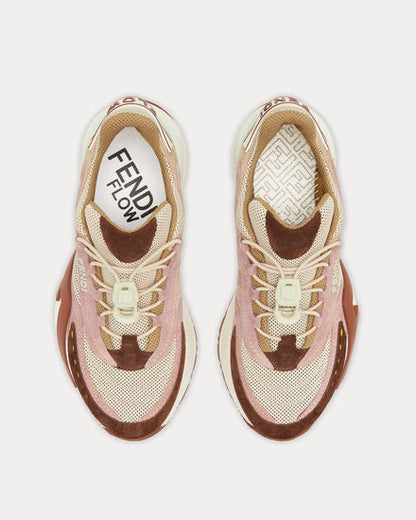 Flow Mesh & Suede Brown Low-Top Sneakers