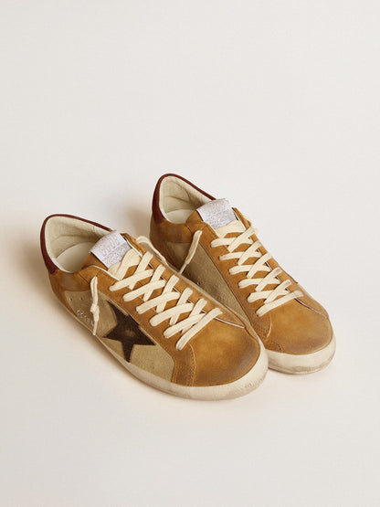 Super-Star in beige and caramel brown suede with craquelé leather star