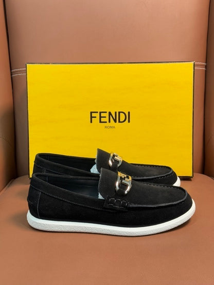 Black suede moccasins with closure