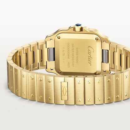 Santos gold watch with blued steel hands