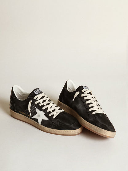 Black suede with white leather star