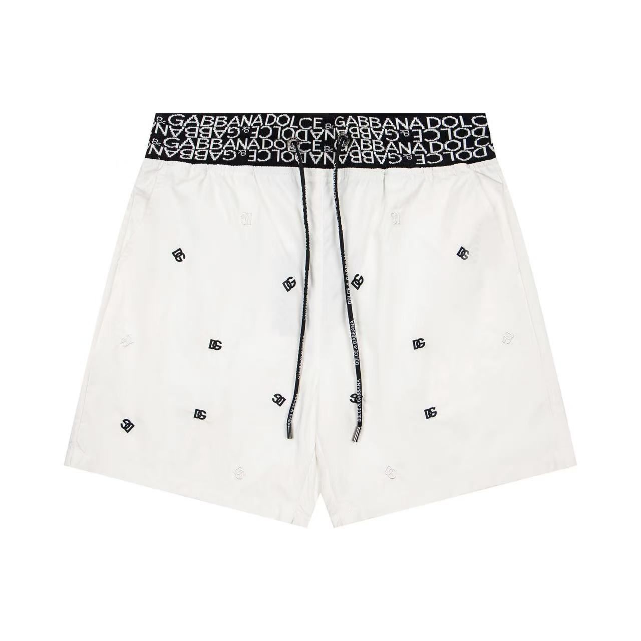 Badehose mit Monogramm-Streifen Weiß