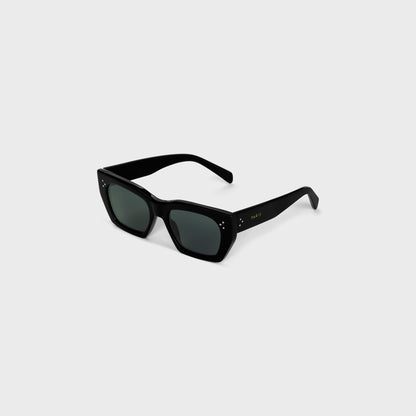 Cat-Eye S342 Sonnenbrille aus schwarzem Acetat für Damen