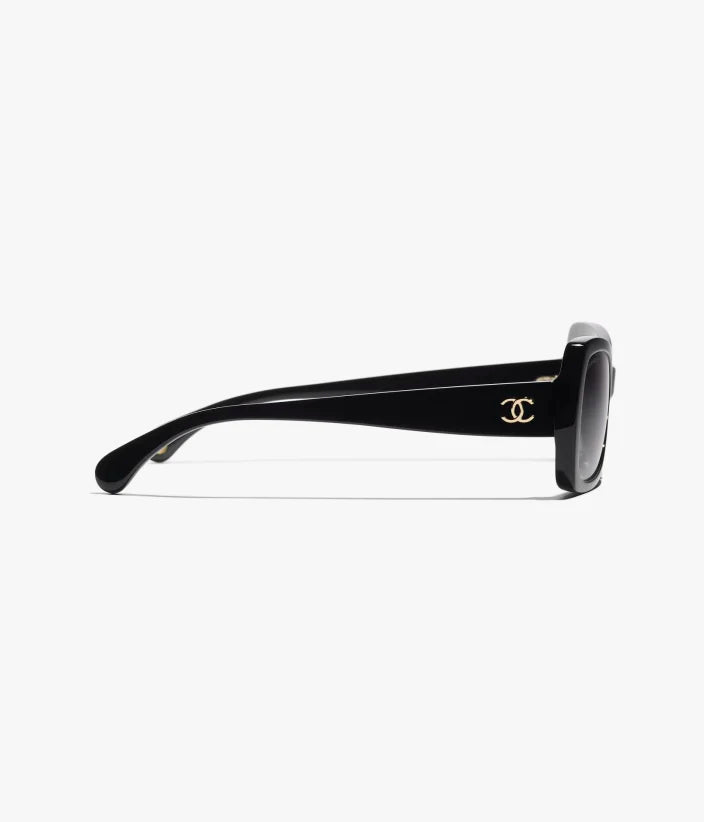 Butterfly-Sonnenbrille aus schwarzem Acetat mit grau verlaufenden Gläsern
