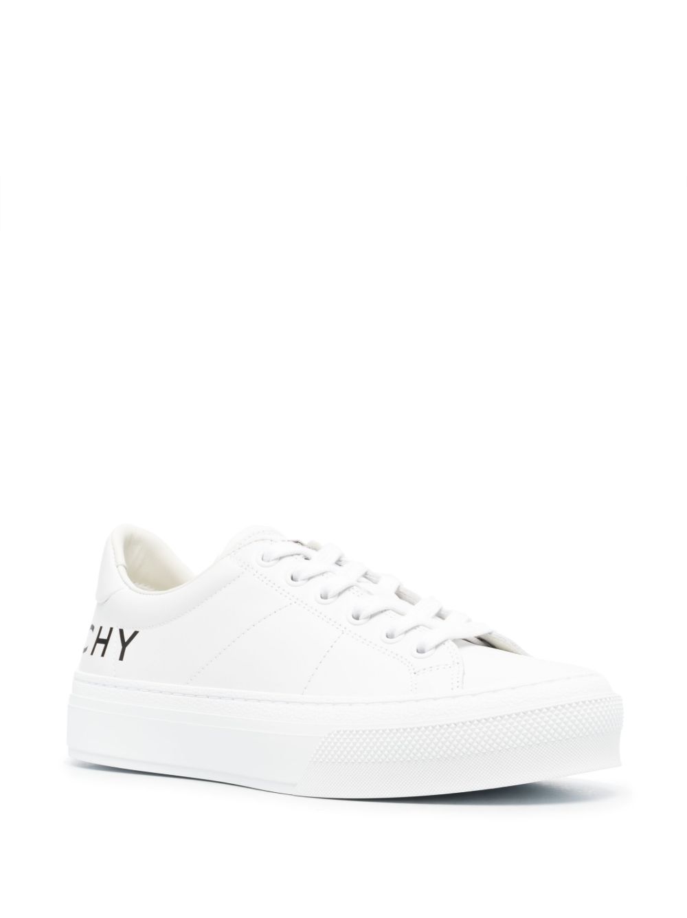 Low-Top-Sneakers aus Leder mit Logoprint in Weiß