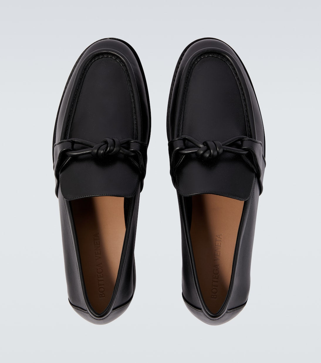 Astaire Knot Leather Loafer in Black with Black Buckle