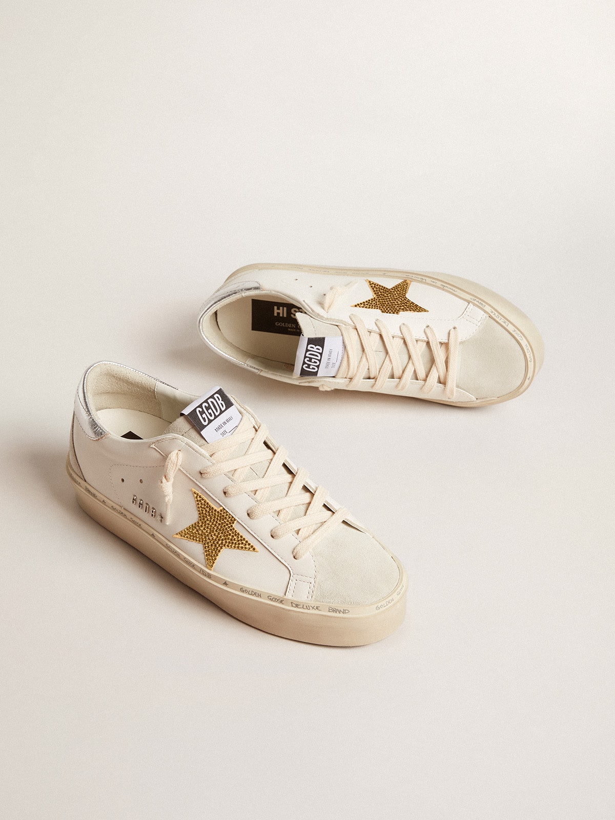Hi Star with star made of Swarovski crystals and heel made of silver-colored leather