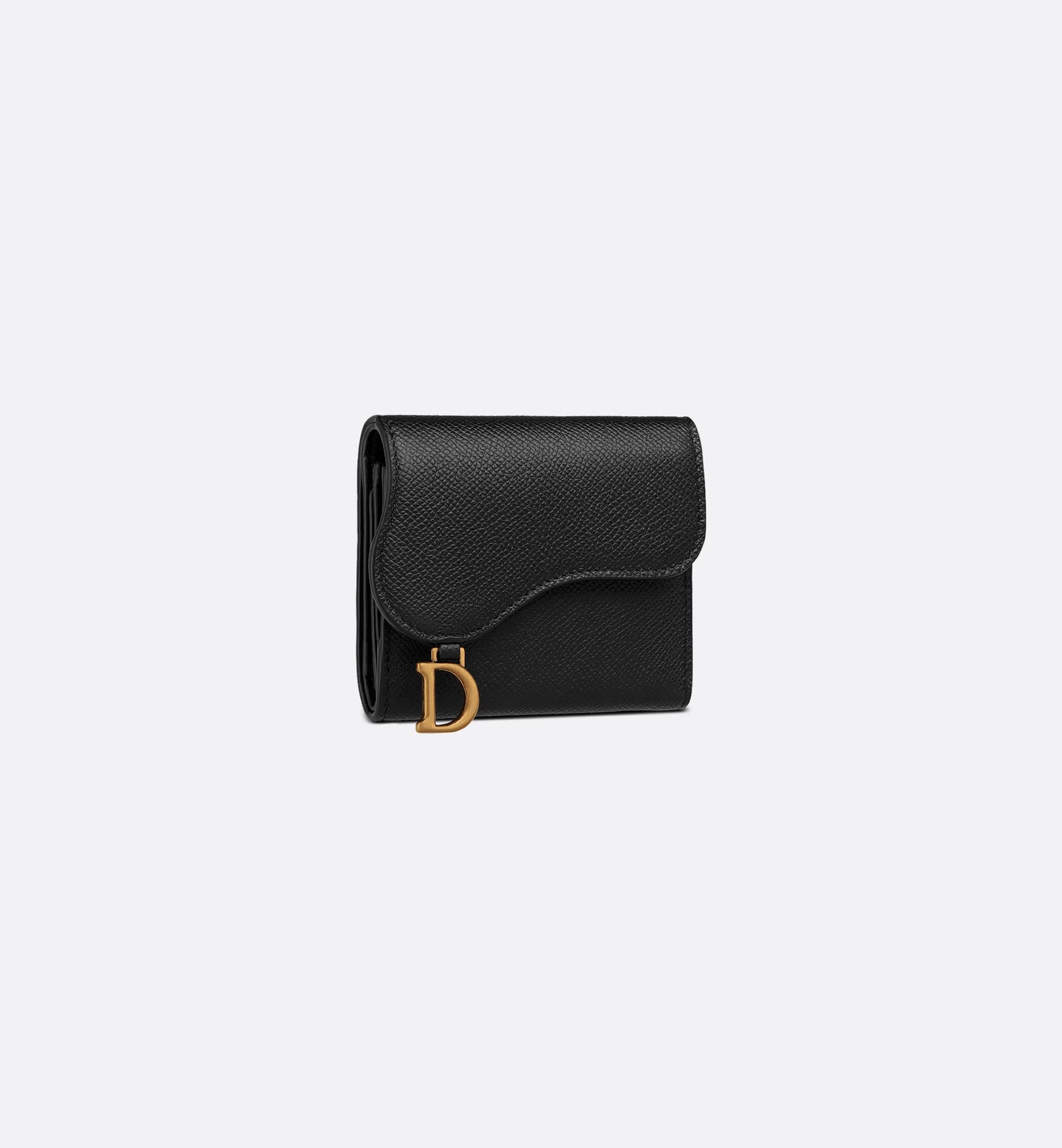 Saddle Lotus Portemonnaie Genarbtes Kalbsleder Schwarz