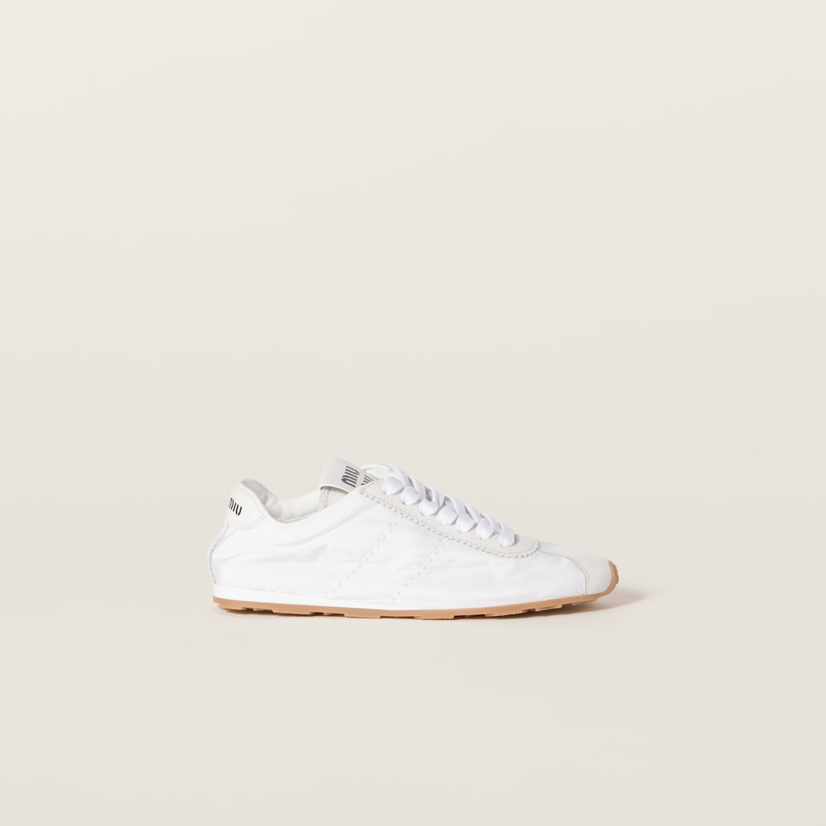 Plume sneakers in white, made from technical fabric and suede