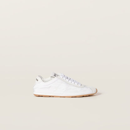 Plume sneakers in white, made from technical fabric and suede