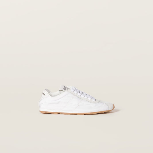 Plume sneakers in white, made from technical fabric and suede