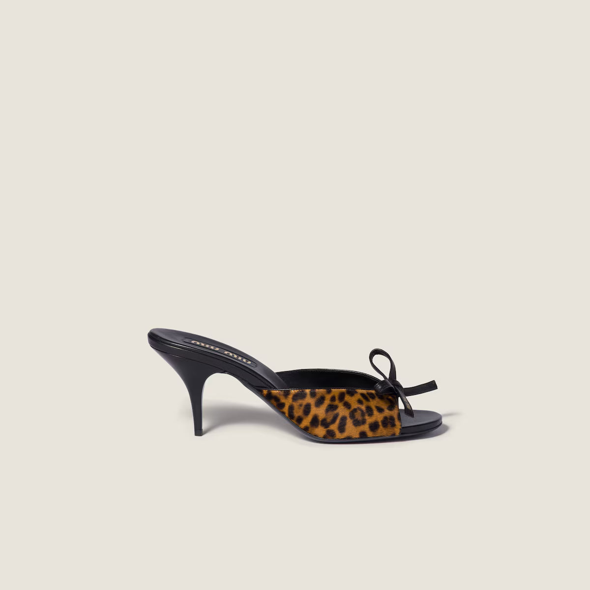 Printed Leather Sandals with Bow Honey
