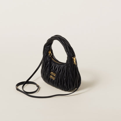 Hobo bag Wander small made of matelassed nappa leather in black