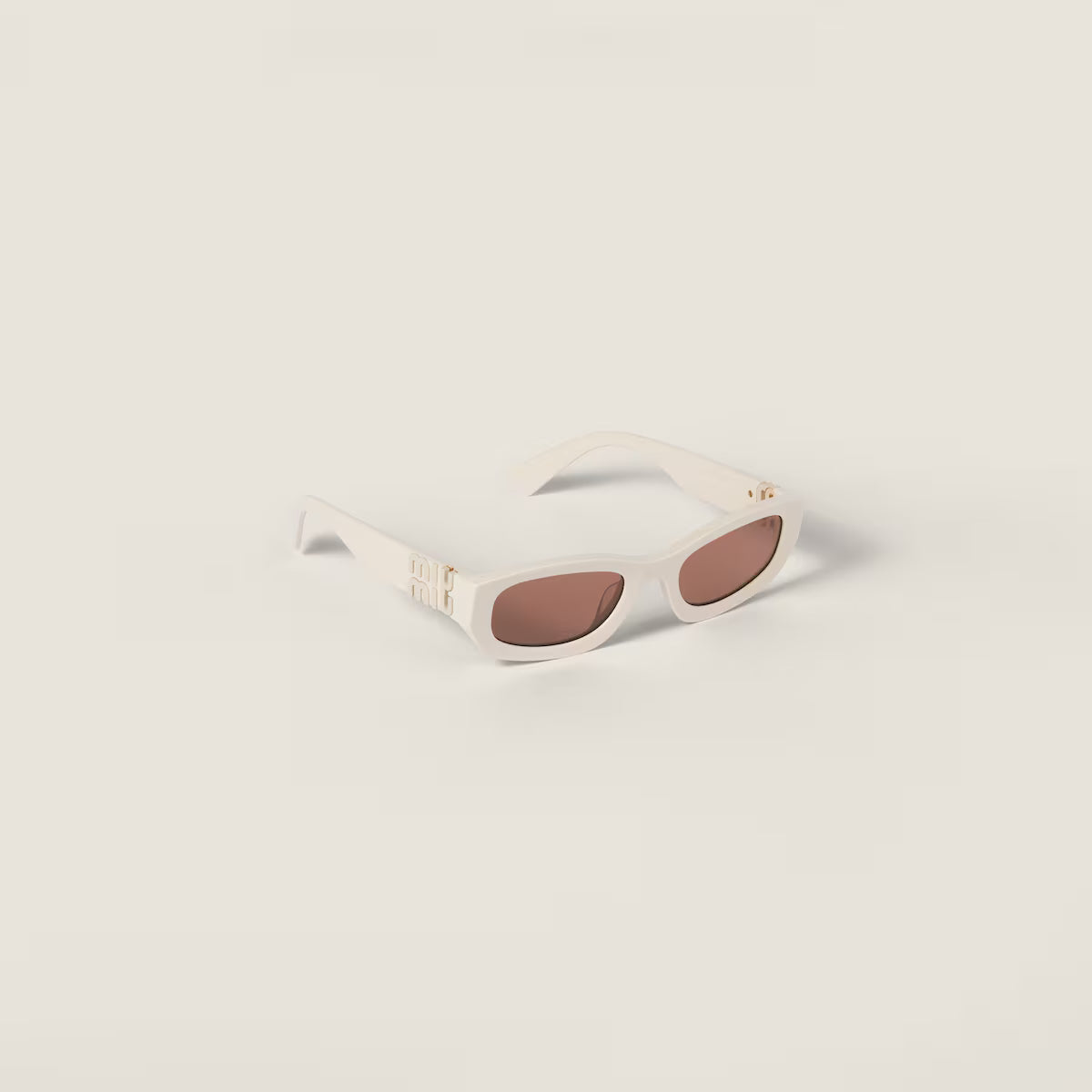 Miu Glimpse Flat-Frame Sunglasses in Milky White with Chocolate Brown Lenses