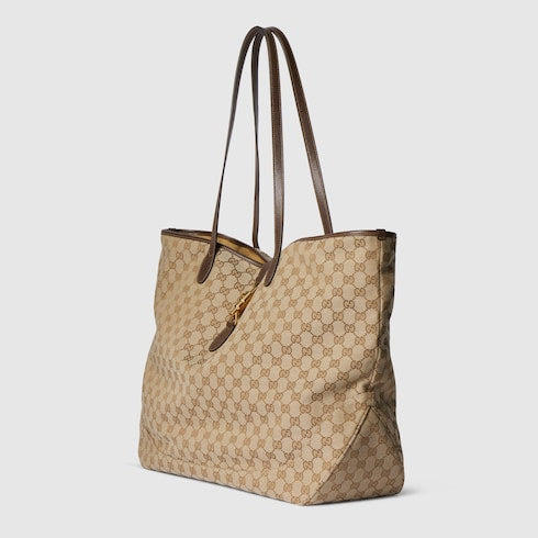 GG Jackie Shopping Bag groß aus Sand- und Brauntönen Canvas