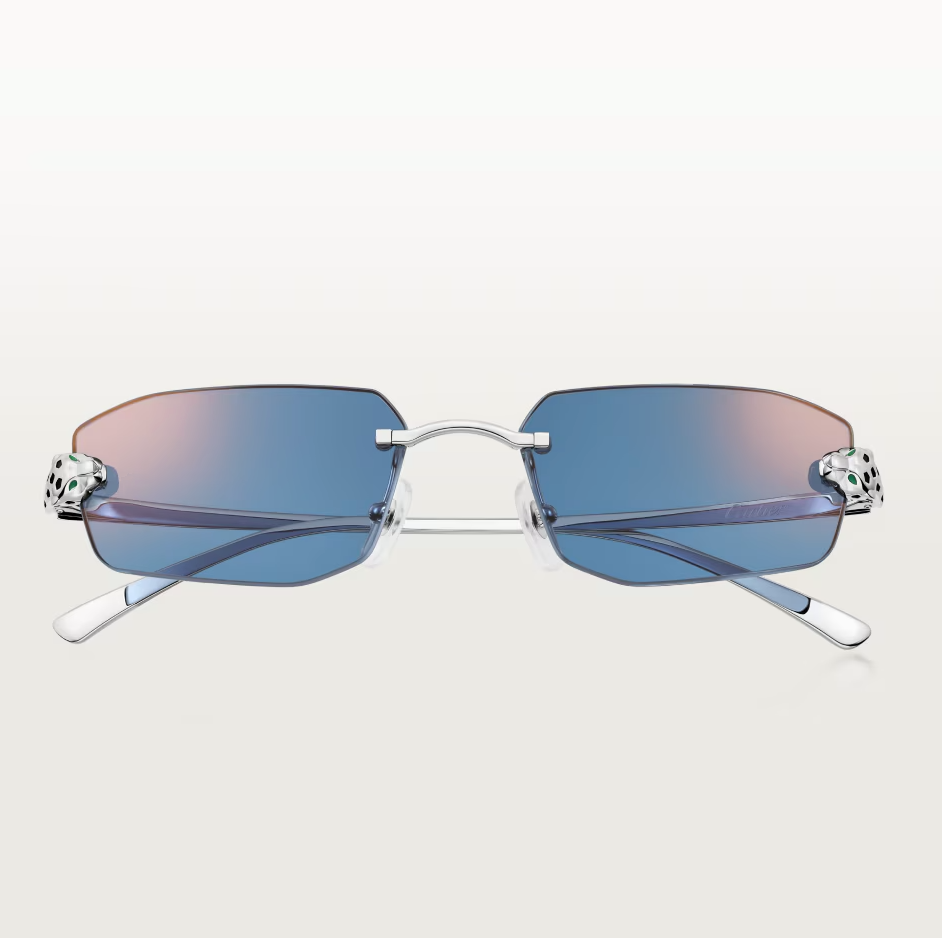 Rechteckige Panthère de CT Sonnenbrille mit hellblauen Gläsern