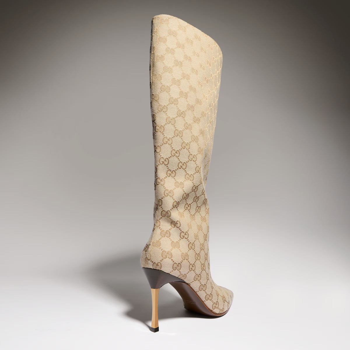 Bombshell Damenstiefel in Sandfarbener und dunkelbrauner GG Canvas