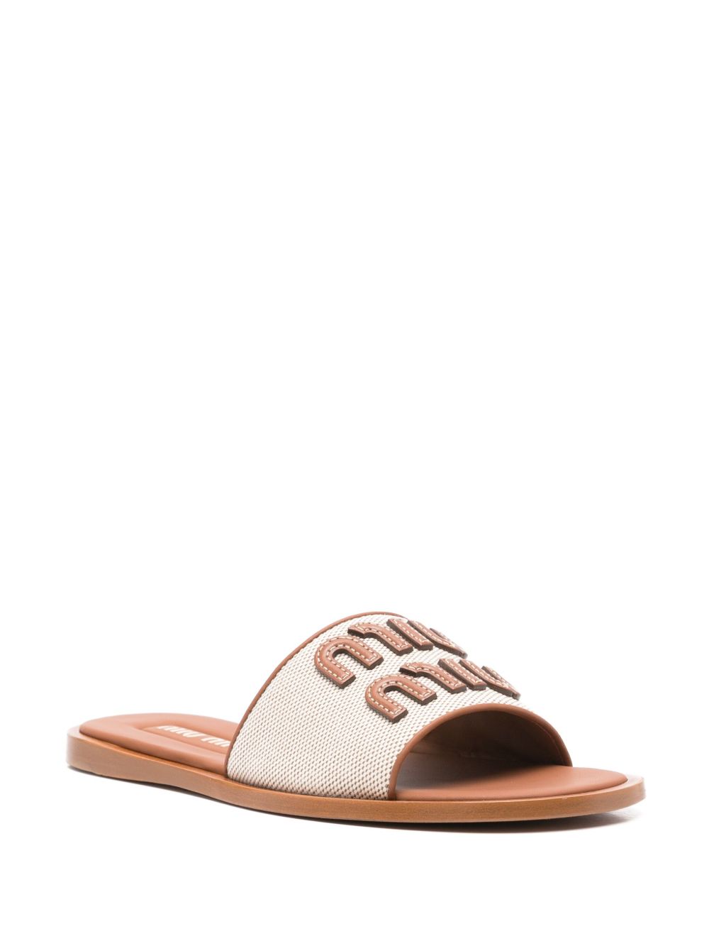 Sandalen mit appliziertem Logo in Kamelbraun