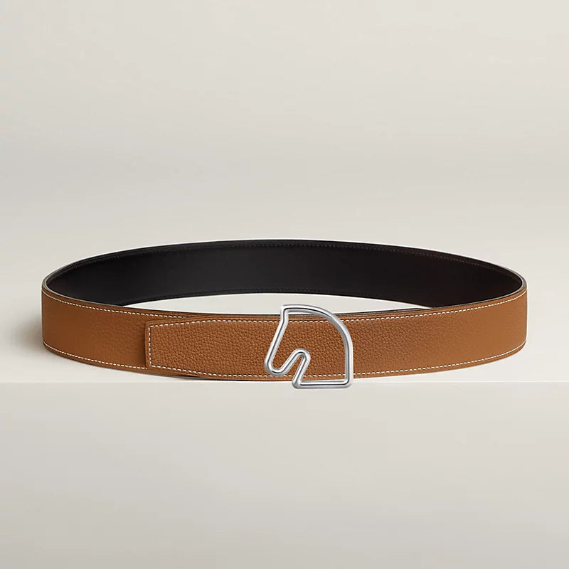 Gürtelschließe Tête de Cheval & Wendbarer Gürtelriemen 38 mm Schwarz/Gold Herren